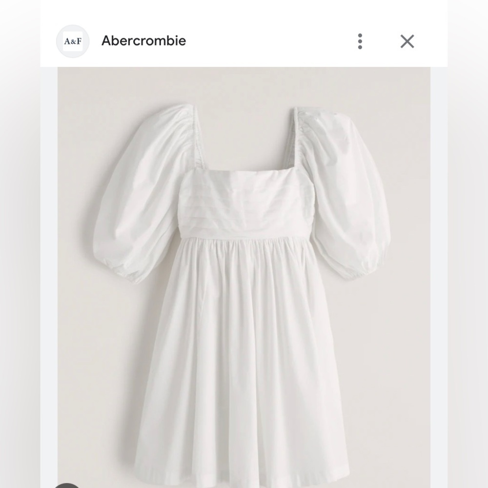Abercrombie Ruched Puff Sleeve White Mini Dress
